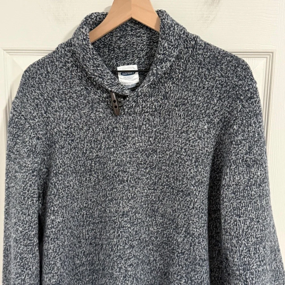 Shawl Collar Sweater Mens Large Knit Wool Chunky Preppy Old Money Academia